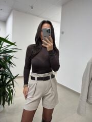 Dv 72152 Kendinden Kemerli Yüksek Bel Şort