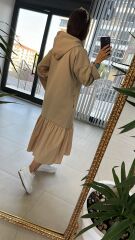 Dr 2487 Etek Poplinli Vizon Kapüşonlu Elbise