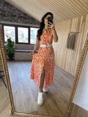 orange zebra shirt dress