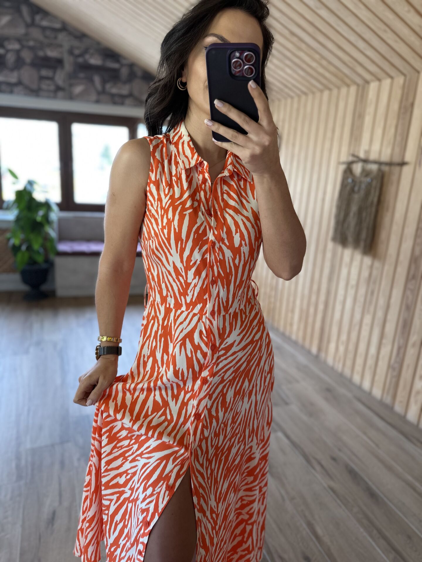 orange zebra shirt dress