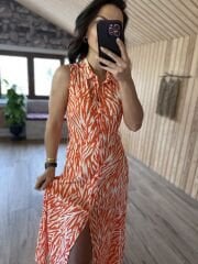 orange zebra shirt dress