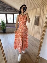 orange zebra shirt dress