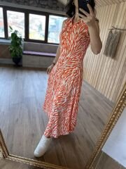 orange zebra shirt dress