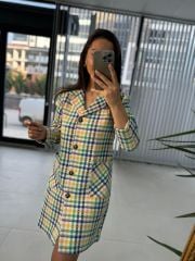 Art. Sarı Geçişli Tüvit Ceket Elbise