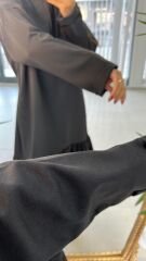 Dr 2487 Etek Poplinli Siyah Kapüşonlu Elbise