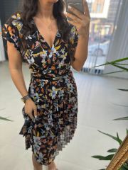 Mc 5748 Black Orchid Double Breasted Chiffon Dress