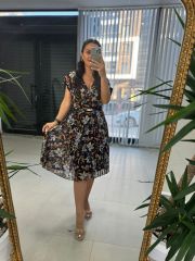 Mc 5748 Black Orchid Double Breasted Chiffon Dress