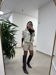 Np Kaşe Taş Düğme Detaylı Ceket