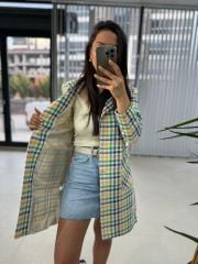 Art. Sarı Geçişli Tüvit Ceket Elbise