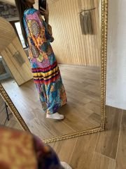 My 3043 Etnik renk geçişli elbise