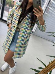 Art. Sarı Geçişli Tüvit Ceket Elbise