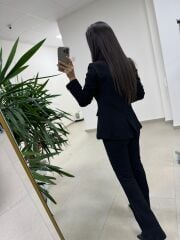 Dgf 8957 Gümüş Düğmeli Tüvit Siyah Takım