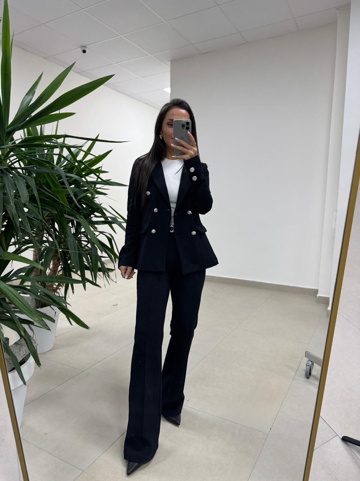 Dgf 8957 Gümüş Düğmeli Tüvit Siyah Takım