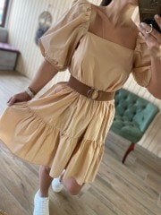 poplin nude dress