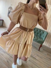 poplin nude dress