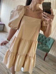 poplin nude dress