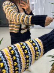 Sarı Laci Geçişli Hırka