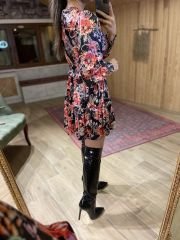 Kruvaze mini saten elbise