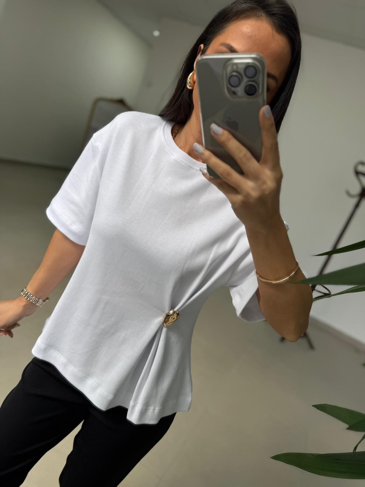 İv 26315 Beyaz Aplikeli Pamuklu Tişört