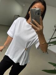 İv 26315 Beyaz Aplikeli Pamuklu Tişört