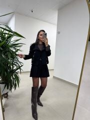 Np Kaşe Siyah Düğme Detaylı Ceket