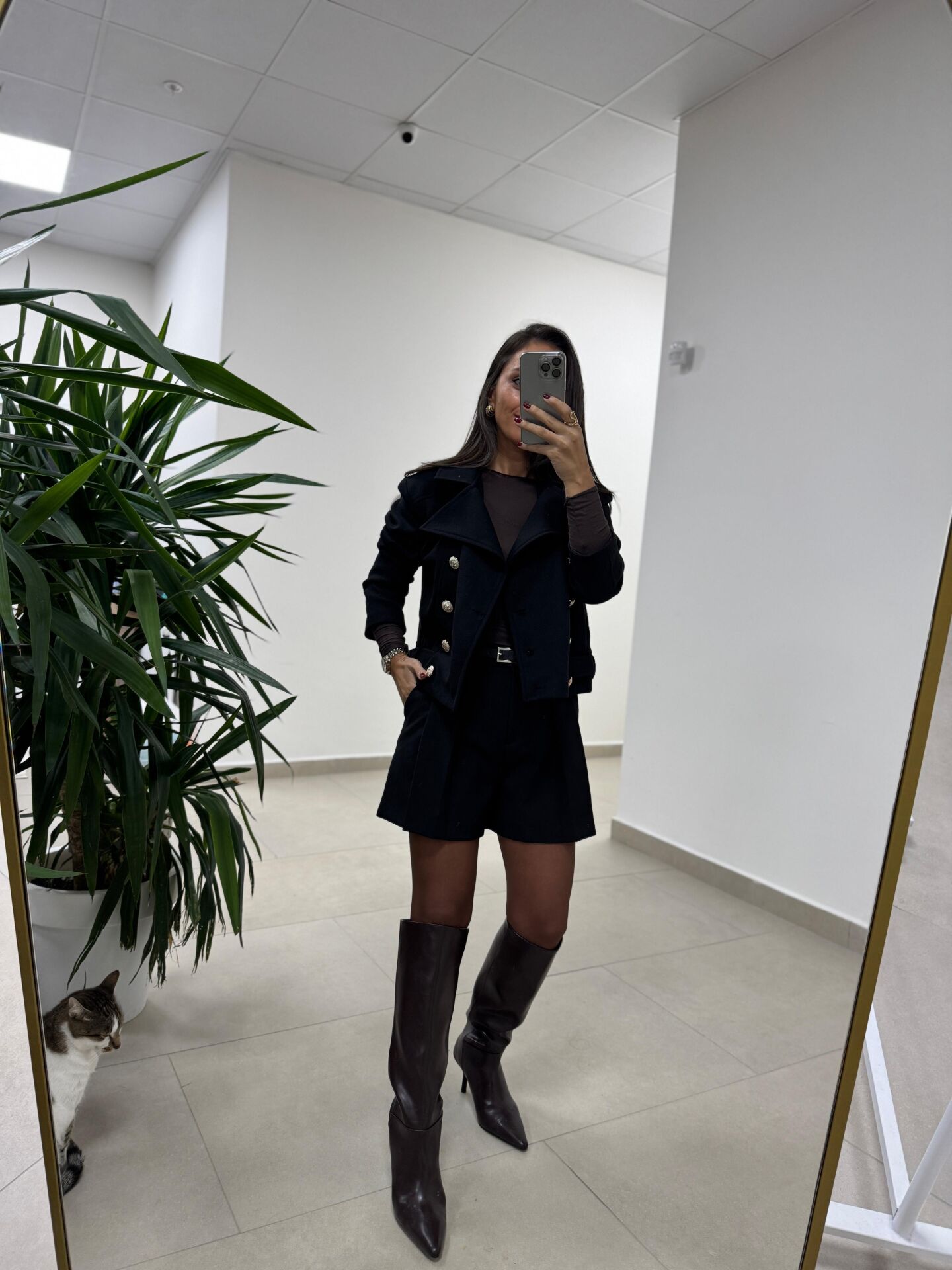 Np Kaşe Siyah Düğme Detaylı Ceket