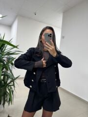 Np Kaşe Siyah Düğme Detaylı Ceket