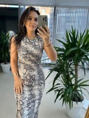 My 3611 Snake Omuz Vatkalı Kalem Elbise