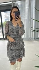 My 3091 Kat Kat vizon Benekli Şifon Elbise