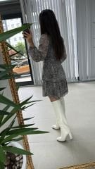 My 3091 Kat Kat vizon Benekli Şifon Elbise