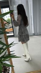 My 3091 Kat Kat vizon Benekli Şifon Elbise