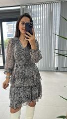 My 3091 Kat Kat vizon Benekli Şifon Elbise