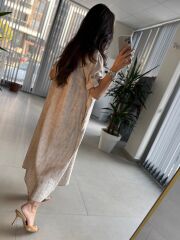 Dr 8381 Tasarım Vizon Çilek Kumaş  Safari  Elbise