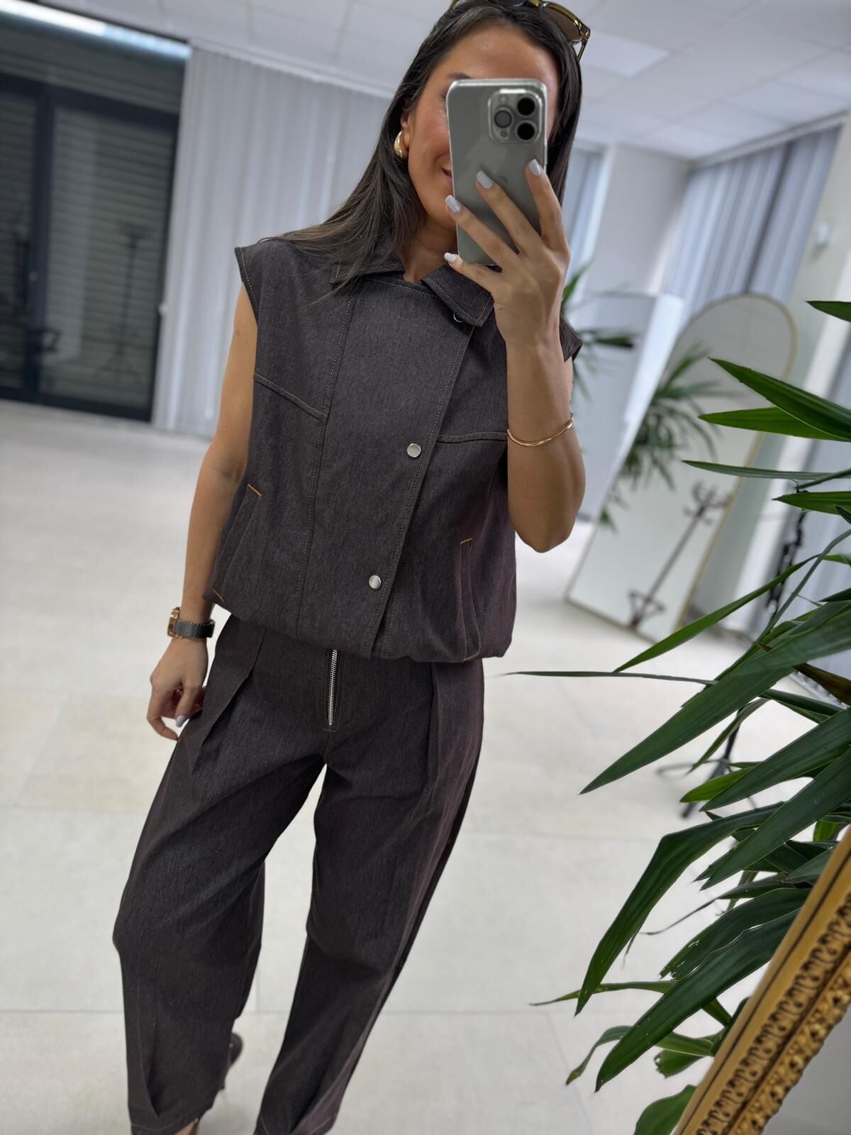 Nx 7191 Havuç Kesim Denim Yelekli Takım