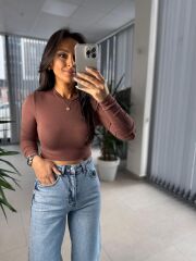 Dv Kahve Uzun Kol Crop Body