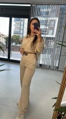 Yakalı Petek Dokulu Vizon Takım