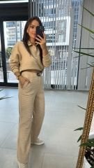 Yakalı Petek Dokulu Vizon Takım