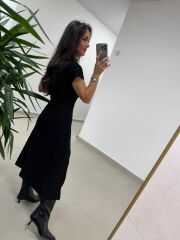 Ms 2042 Fermuar Detaylı Siyah Elbise