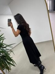 Ms 2042 Fermuar Detaylı Siyah Elbise