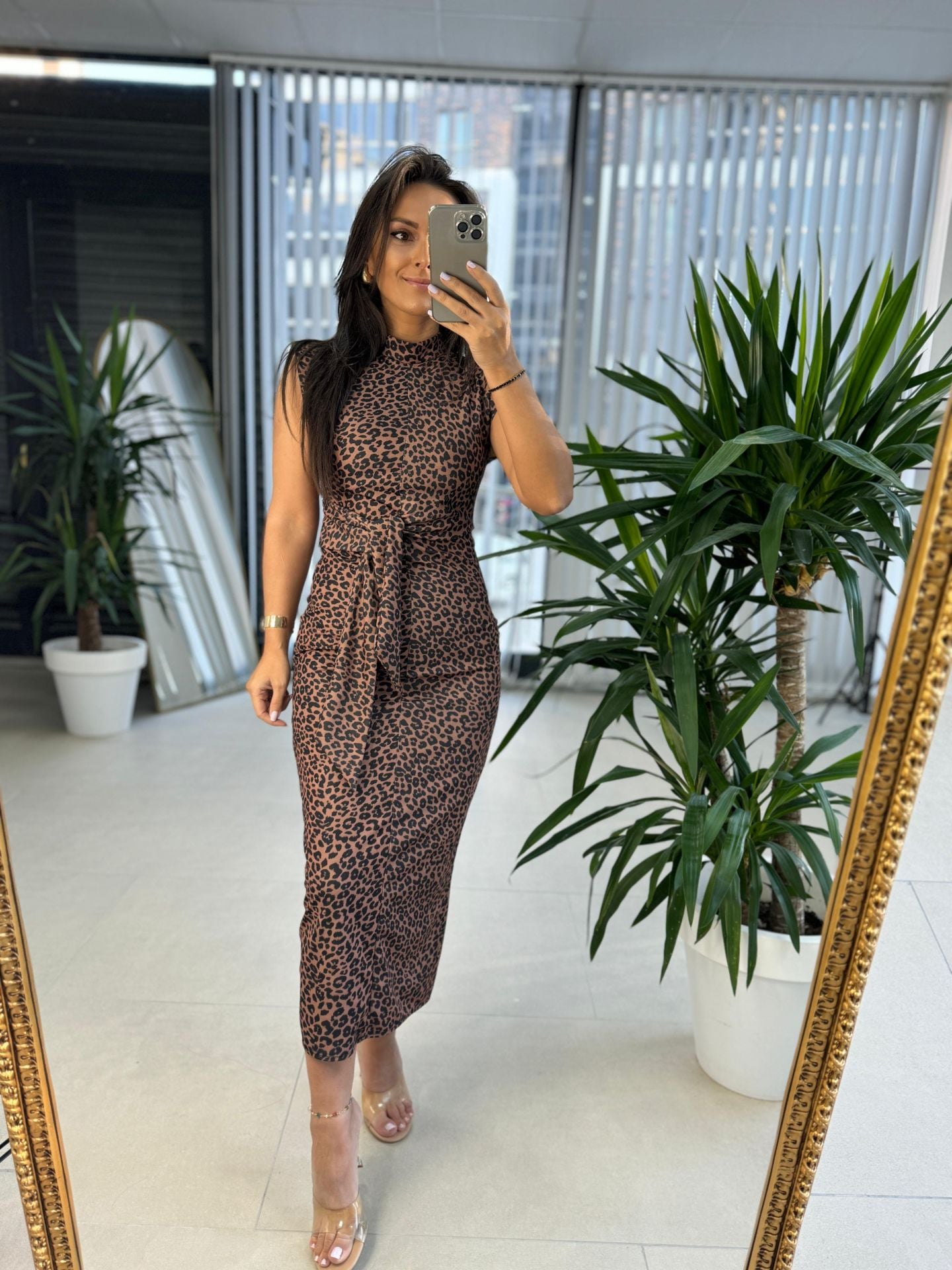 My 3601 Bağlamalı Leopar Elbise