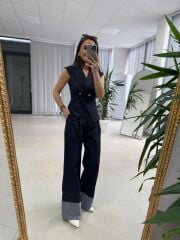 Kd 7911 Tasarım Denim Yelekli Takım