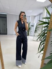 Kd 7911 Tasarım Denim Yelekli Takım