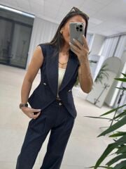 Kd 7911 Tasarım Denim Yelekli Takım
