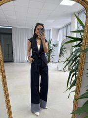 Kd 7911 Tasarım Denim Yelekli Takım