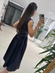 Kd 7827 Denim Kemerli Gömlek Elbise