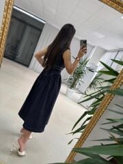 Kd 7827 Denim Kemerli Gömlek Elbise