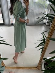 Sg Cotton Linen Mint Green Dress