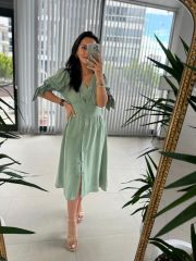 Sg Cotton Linen Mint Green Dress
