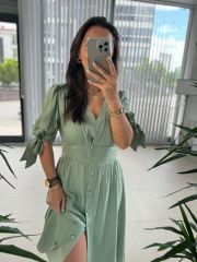 Sg Cotton Linen Mint Green Dress