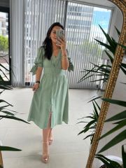 Sg Cotton Linen Mint Green Dress